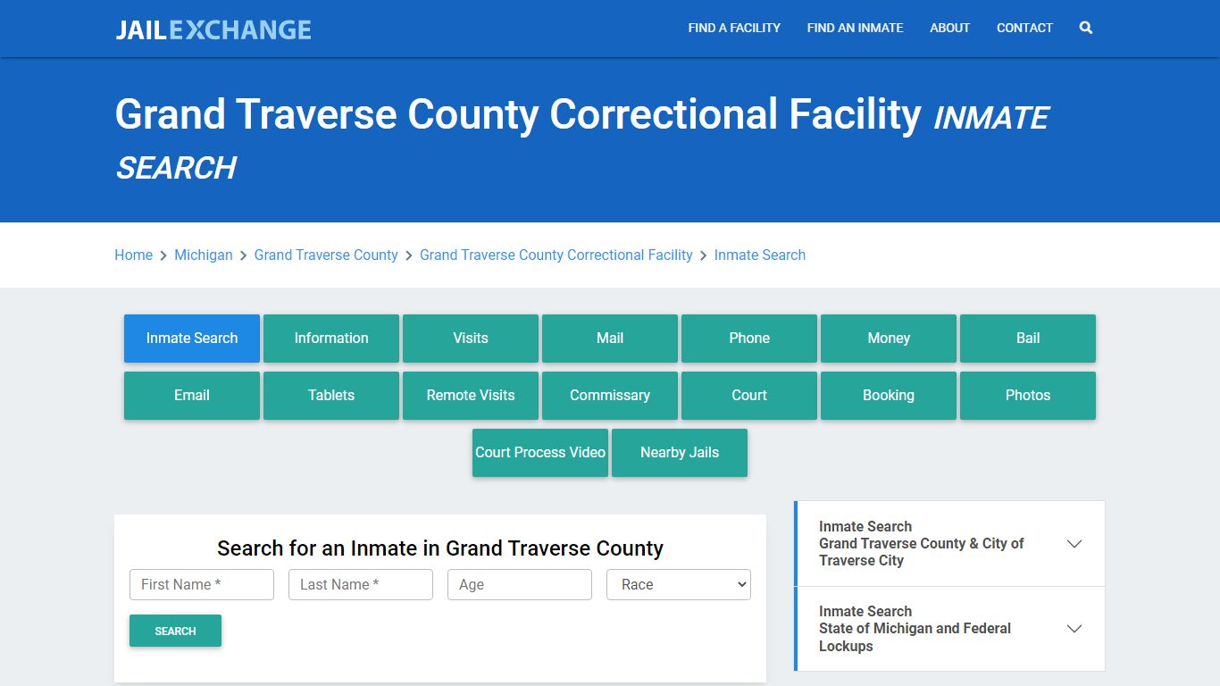 Grand Traverse County Correctional Facility Inmate Search