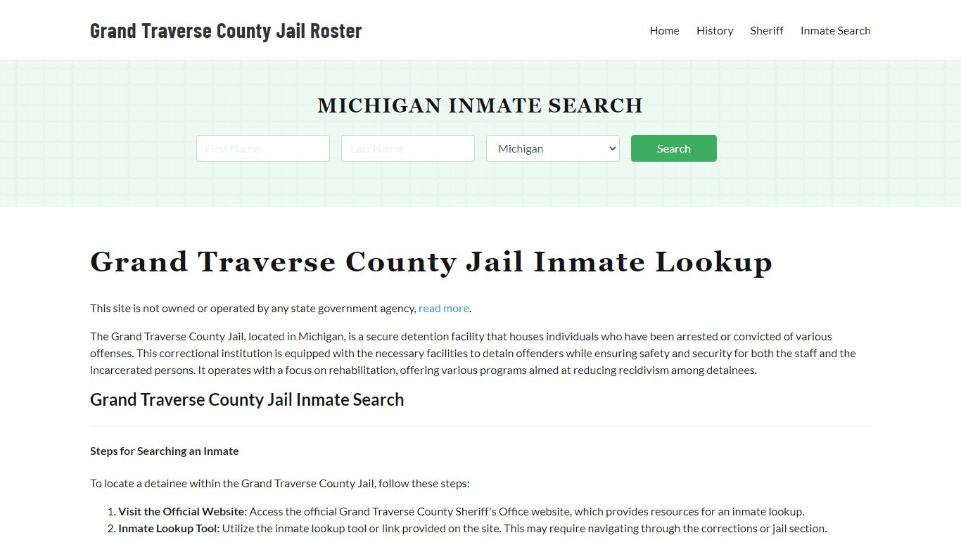 Grand Traverse County Jail Roster Lookup, MI, Inmate Search